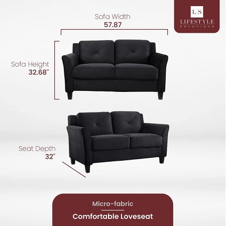 Life Black : Ghế Sofa Đôi + Vải Màu Đen